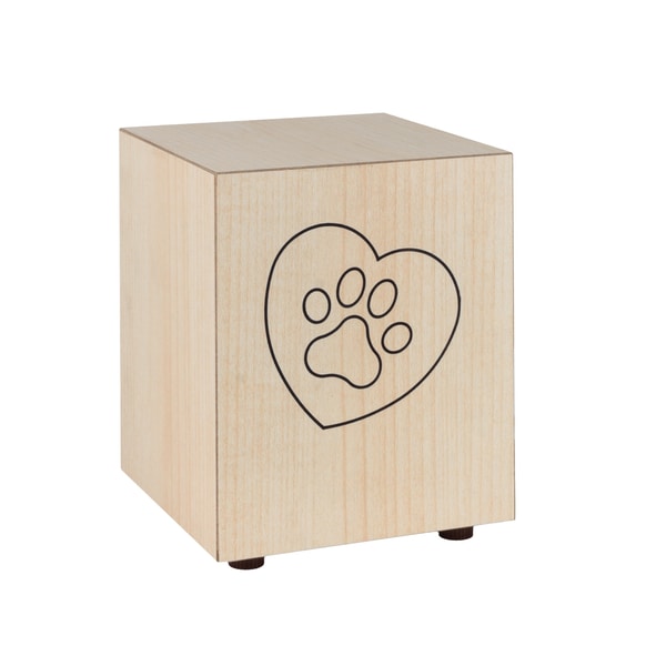 Wooden Paw Print Cube Cremation Urn Wooden Paw Print Cube Cremation Urn