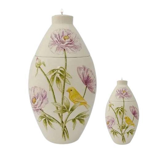 Yellow Bird Ceramic Cremation Urns