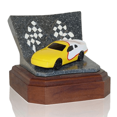 Yellow Race Car Keepsake Cremation Urn