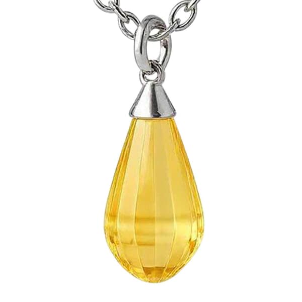 Yellow Teardrop Cremation Crystal Necklace