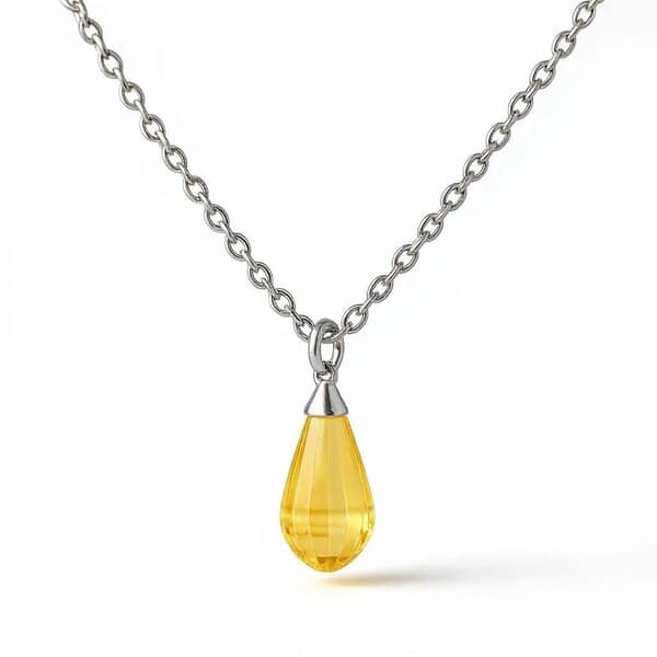 Yellow Teardrop Cremation Diamond Necklace