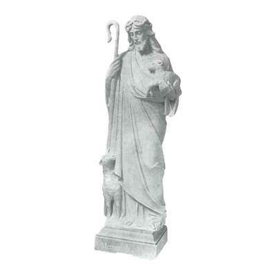 Jesus And Lambs Granite Statue II
