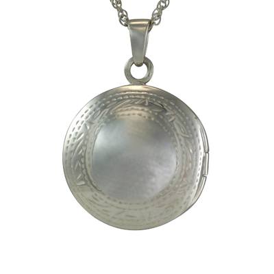 Etched Round Locket Keepsake Jewelry