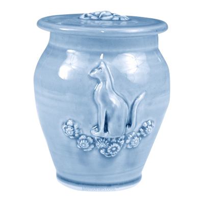 Kitty Sapphire Blue Ceramic Cremation Urn