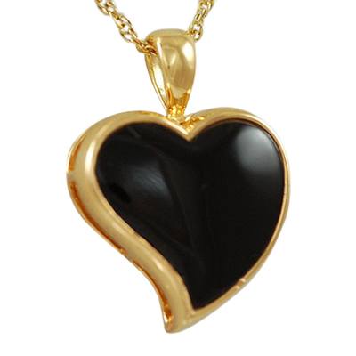 Indented Onyx Heart Keepsake Pendant IV