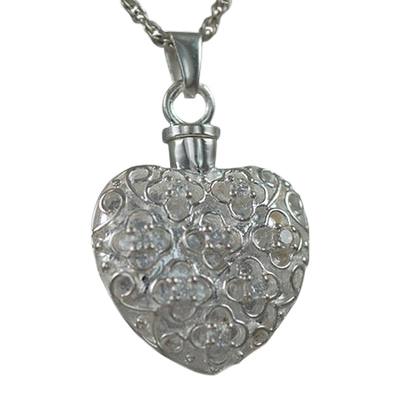 Flower Stone Heart Keepsake Pendant