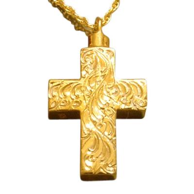 Etched Cross Cremation Jewelry IV