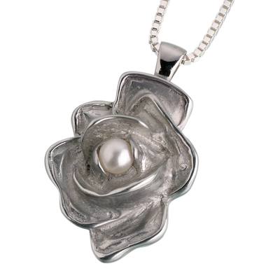 Rosa Pearl Pewter Keepsake Pendant