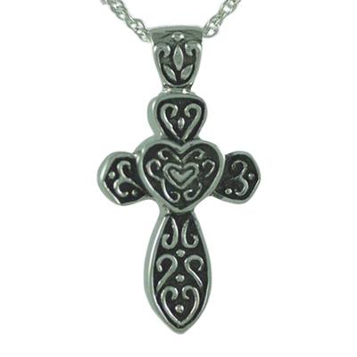 Hearts on Cross Keepsake Pendant