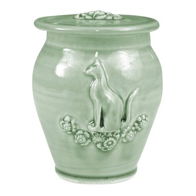 Kitty Celadon Blue Ceramic Cremation Urn