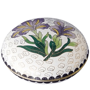 White Iris Cloisonne Jewel Dish