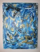 Blue & Gold Heaven Cremation Ash Painting