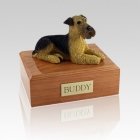 Airedale Terrier Laying Large Dog Urn
