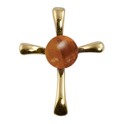 Amber Cross Cremation Ash Pendant