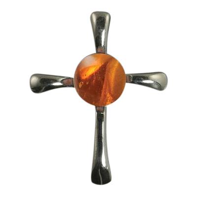 Amber Cross Cremation Ash Pendant