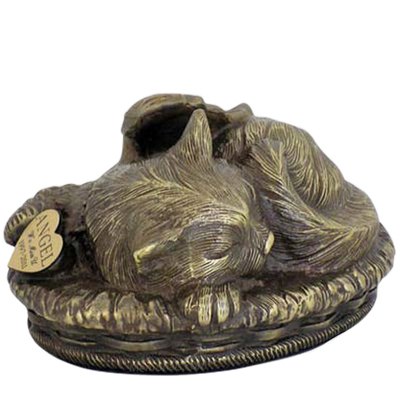 Angel Cat Cremation Urn Antique Bronze