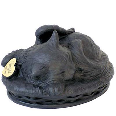 Angel Cat Cremation Urn Black