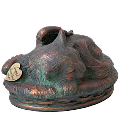 Angel Cat Cremation Urn Bronze Patina