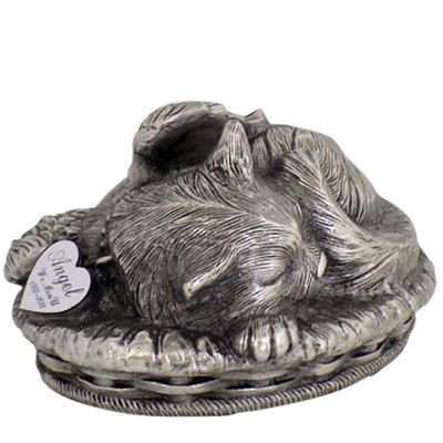 Angel Cat Cremation Urn Silver