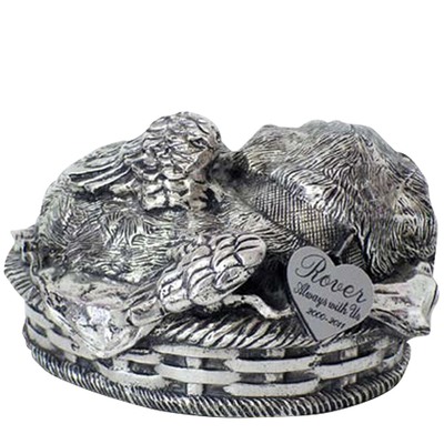 Angel Dog Cremation Urn Silver