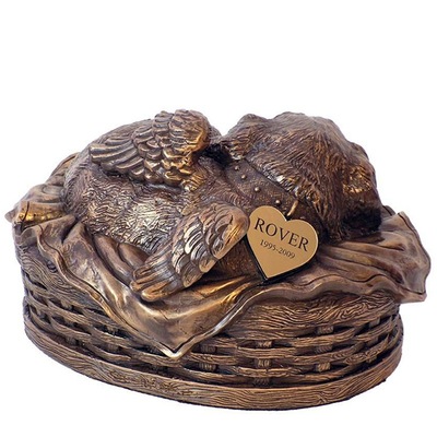 Angel Dog Cremation Urn Antique Bronze