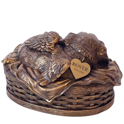 Angel Dog Cremation Urn Bronze