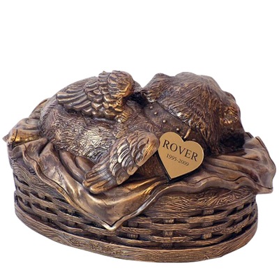 Angel Dog Large Cremation Urn Bronze