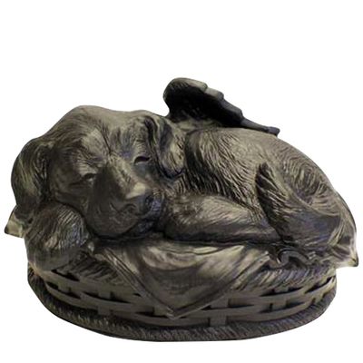 Angel Dog Large Cremation Urn Black