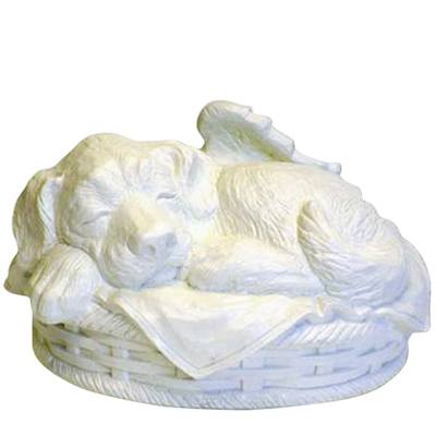 Angel Dog Large Cremation Urn White