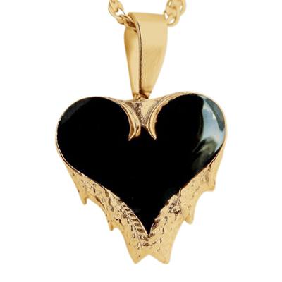 Angel Wings Black Inlay Heart Keepsake Pendant  II