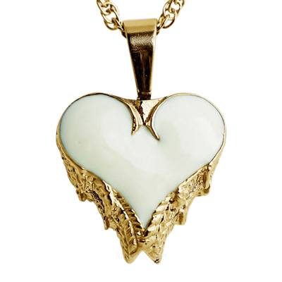 Angel Wings White Inlay Heart Keepsake Pendant II