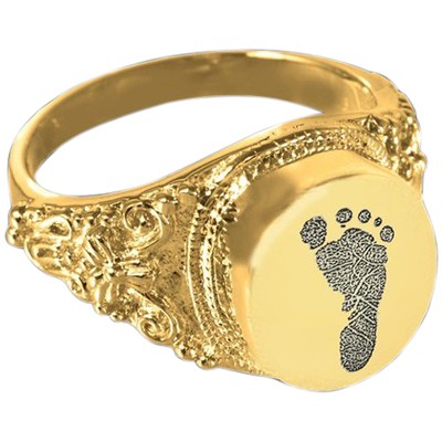 Antique 14k Gold Cremation Print Ring