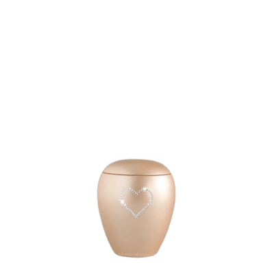 Apricot Crystal Heart Ceramic Keepsake Urn