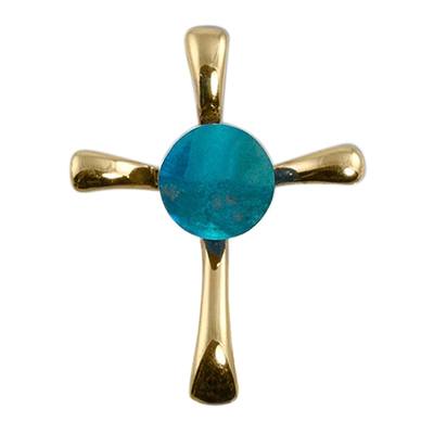 Aqua Cross Cremation Ash Pendant