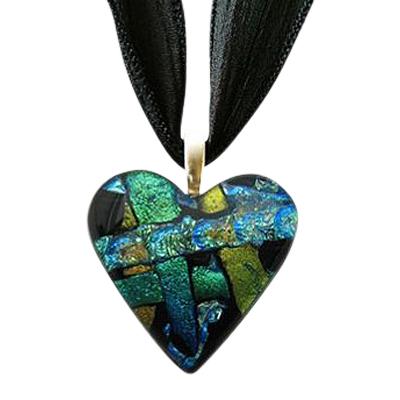 Aqua Yellow Small Heart Ashes Pendant