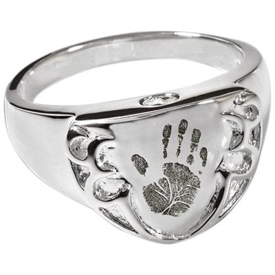 Armor Sterling Cremation Print Ring