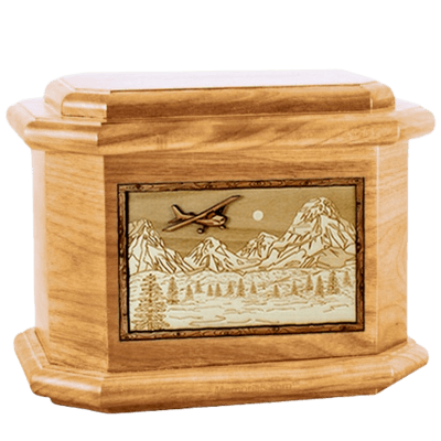 Aviation Oak Octagon Cremation Urn