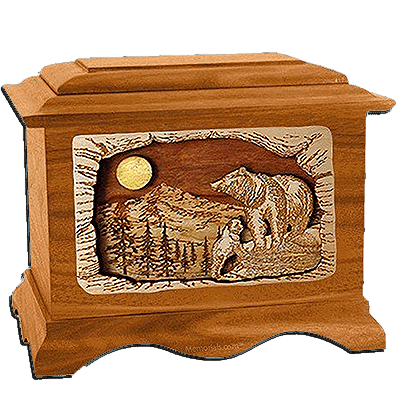 Bears Mahogany Cremation Urn for Two