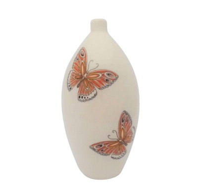 Orange Butterfly Ceramic Cremation Urn