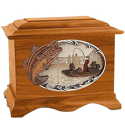 Boat Fishing Mahogany Cremation Urn for Two
