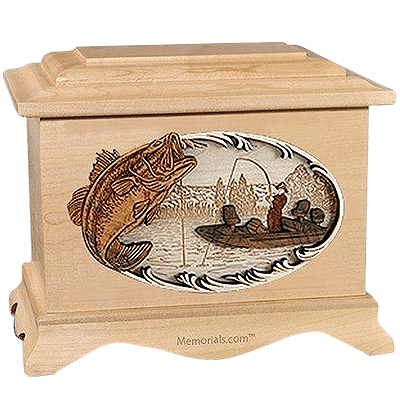 Boat Fishing Maple Cremation Urn for Two