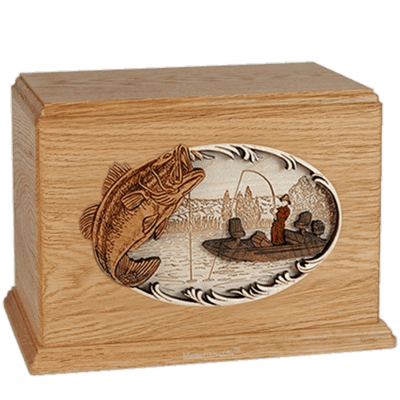 Boat Fishing Oak Companion Urn