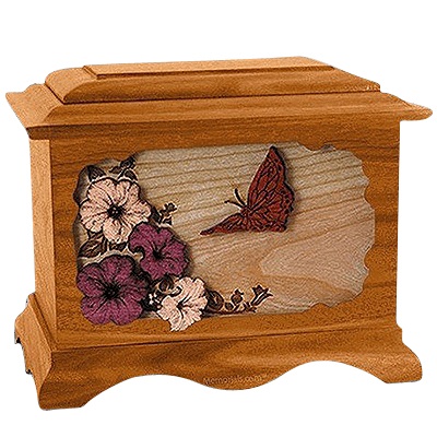 Butterfly Mahogany Cremation Urn For Two