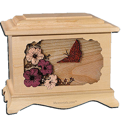 Butterfly Maple Cremation Urn For Two