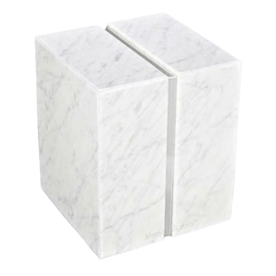 Bianco Carrera Silver Marble Urn for Two