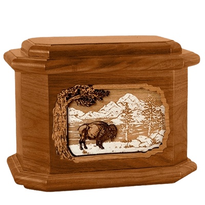 Bison Mahogany Octagon Cremation Urn