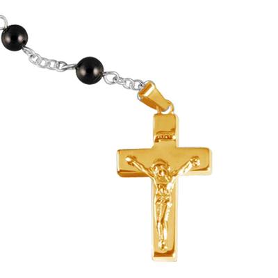 Black Agate Gold Cremation Rosary