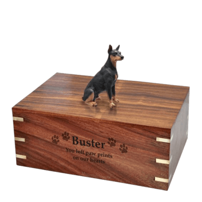 Black Doberman Large Doggy Urn