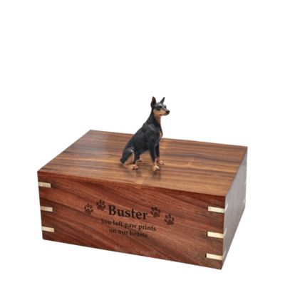 Black Doberman Small Doggy Urn