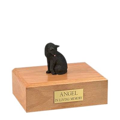 Black Grooming Medium Cat Cremation Urn